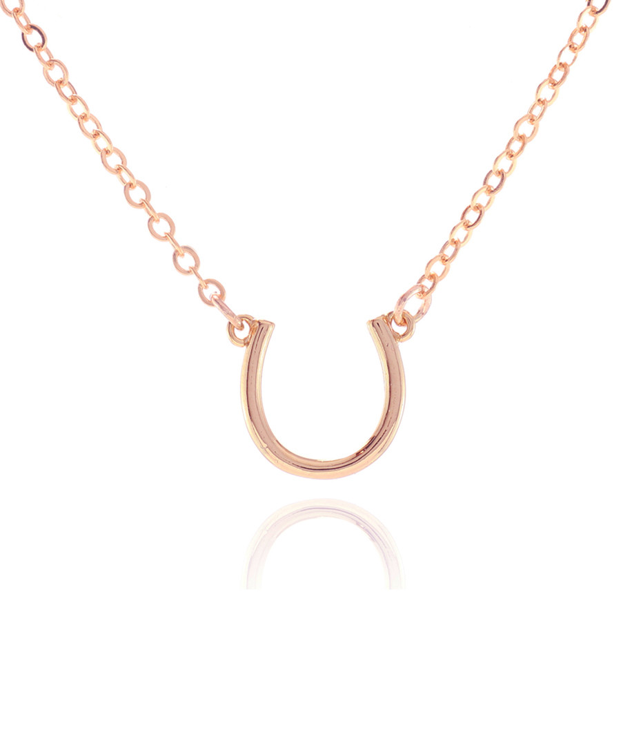 Horseshoe rose gold-plated necklace Sale - fleur envy gaia