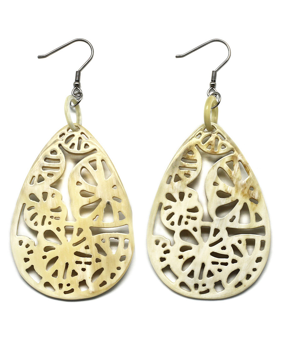 Winter cream buffalo horn earrings Sale - fleur envy gaia