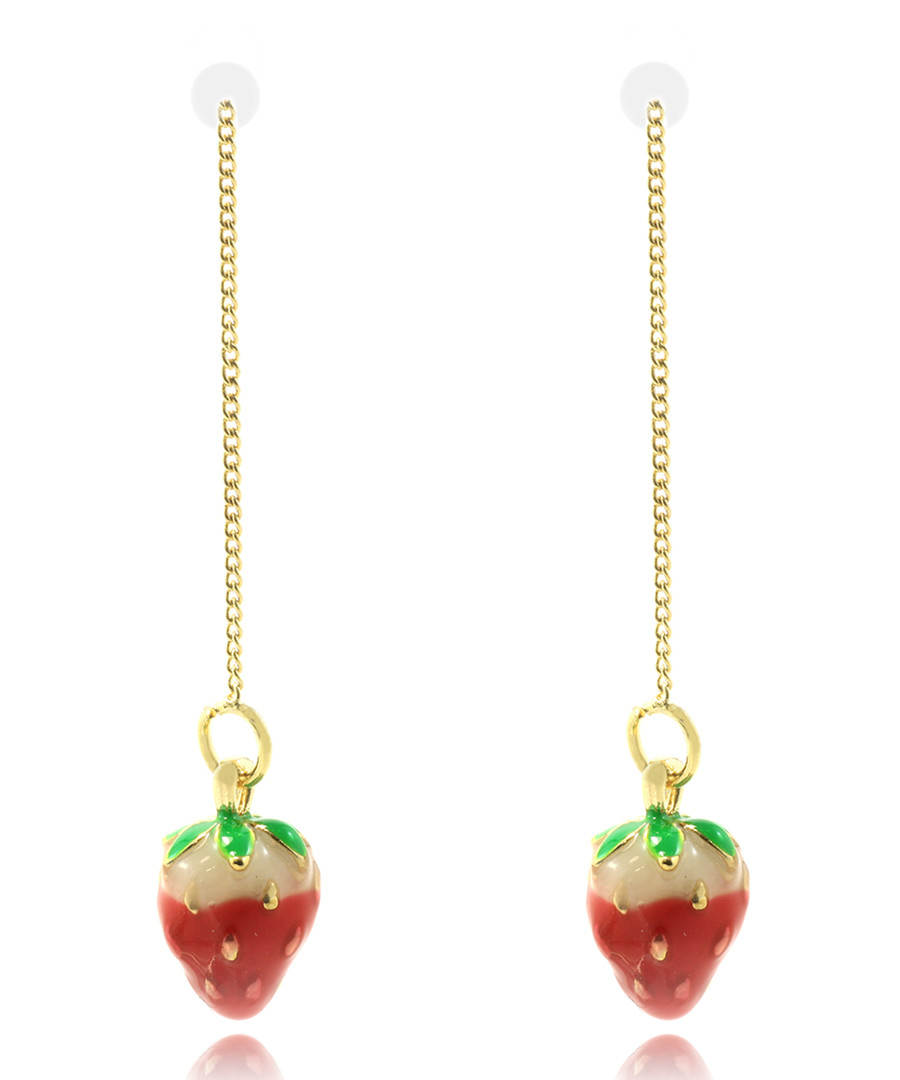 Strawberries gold-plated drop earrings Sale - fleur envy