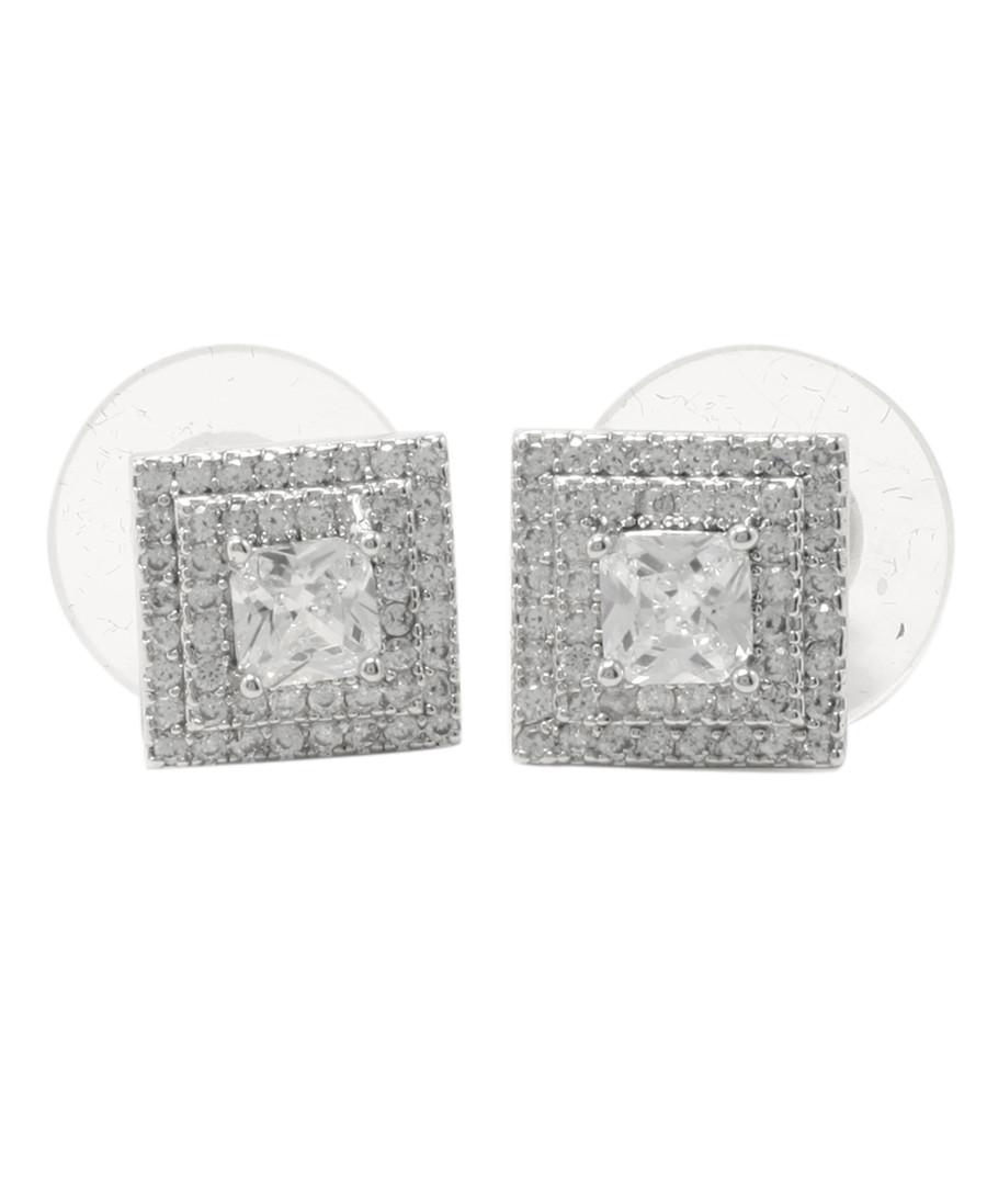 Bedazzling Pyramid silver-tone earrings Sale - fleur envy