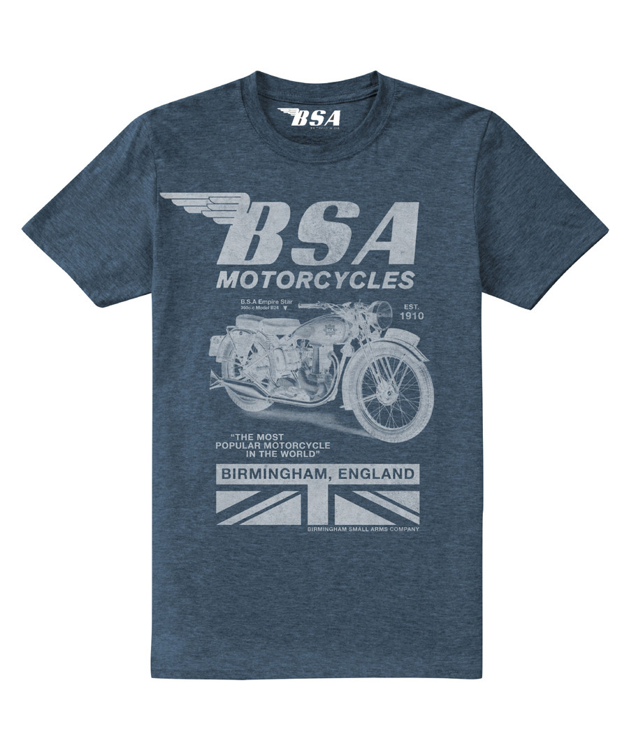 Navy cotton blend BSA motorcycle T-shirt Sale - Petrol Heads