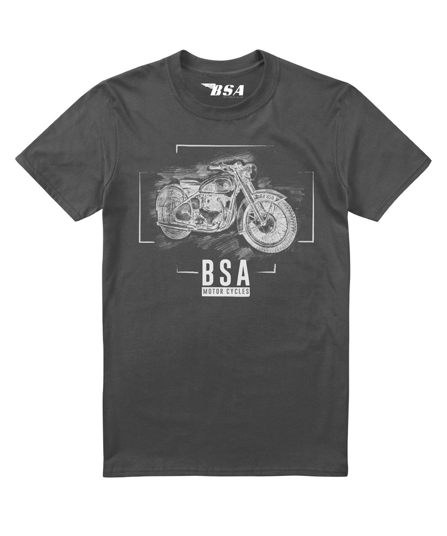 Charcoal pure cotton BSA print T-shirt Sale - Petrol Heads