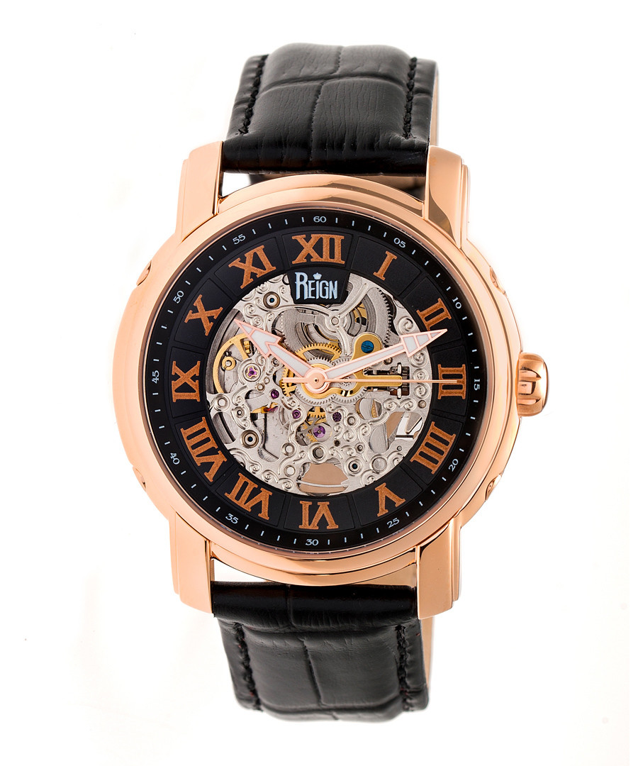 Kahn rose gold-tone & leather watch Sale - reign