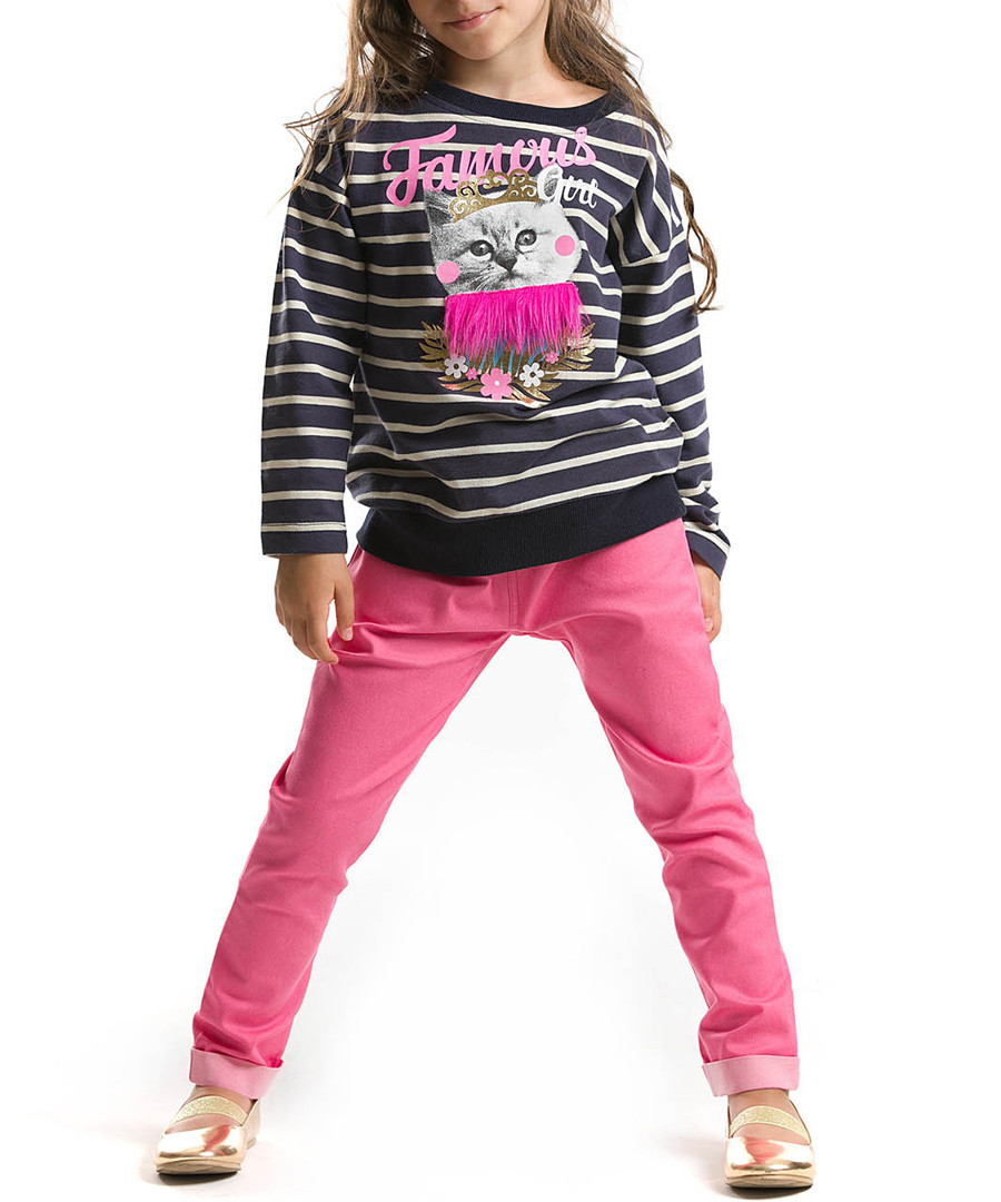 2pc cat print cotton blend outfit set Sale - denokids