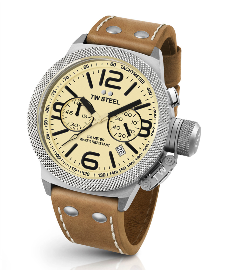 Canteen tan leather strap number watch Sale - tw steel