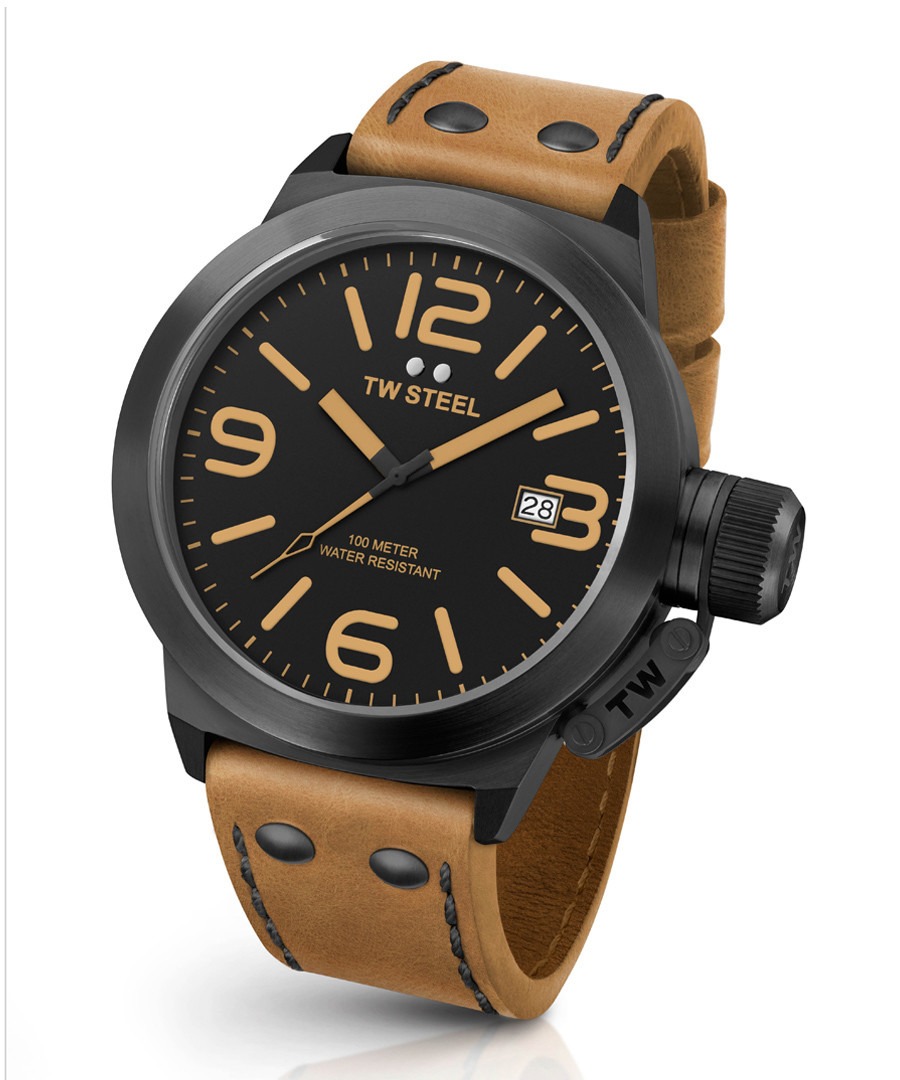 Canteen black & tan leather strap watch Sale - tw steel