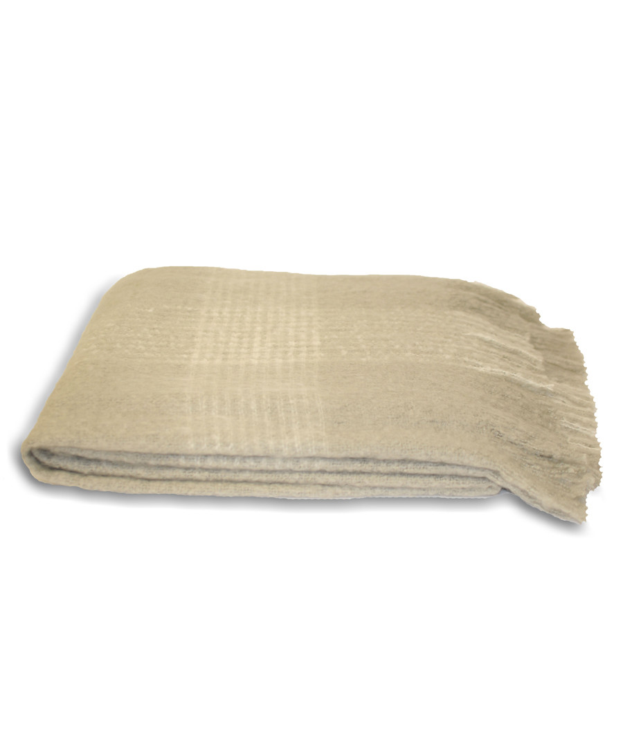 Auriella taupe fringed throw 200cm Sale - riva paoletti