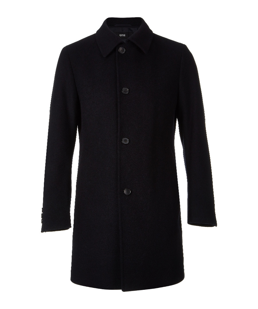 Navy wool blend button up collar coat Sale - Boss By Hugo Boss