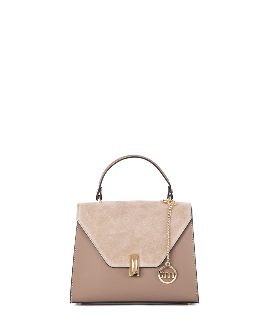Light taupe leather flap grab bag Sale - mia tomazzi