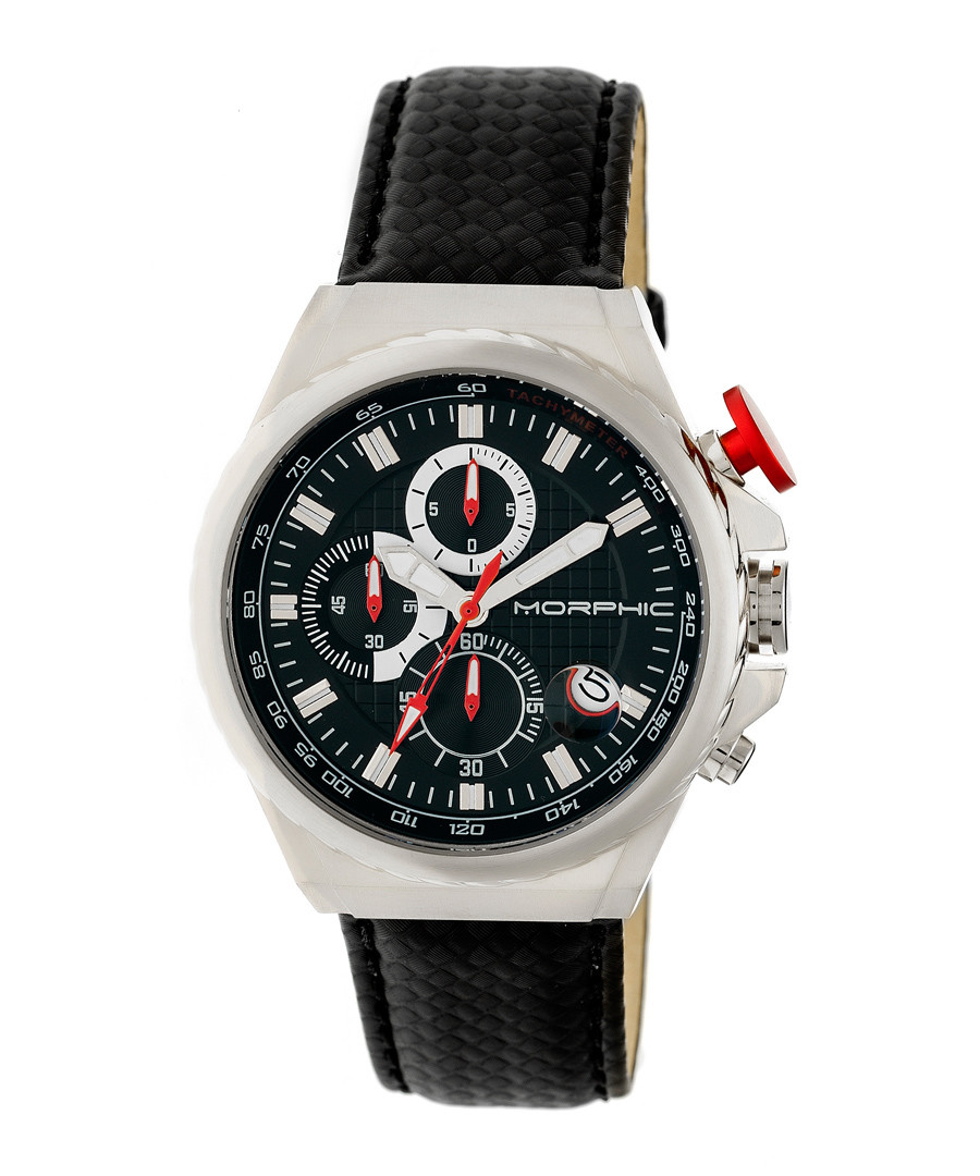 M39 black leather & steel watch Sale - Morphic