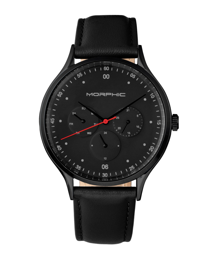 M65 black steel & leather watch Sale - morphic