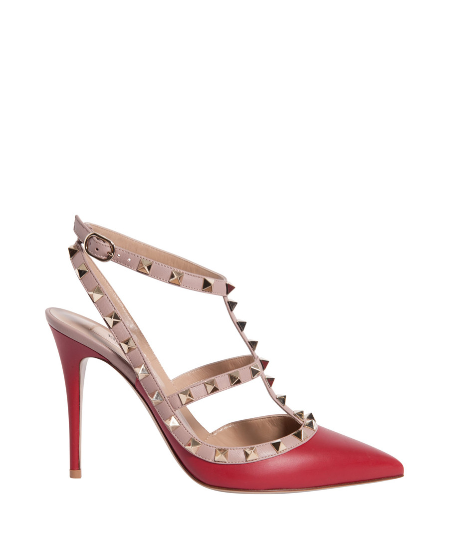 Red leather rockstud ankle strap pumps Sale - valentino