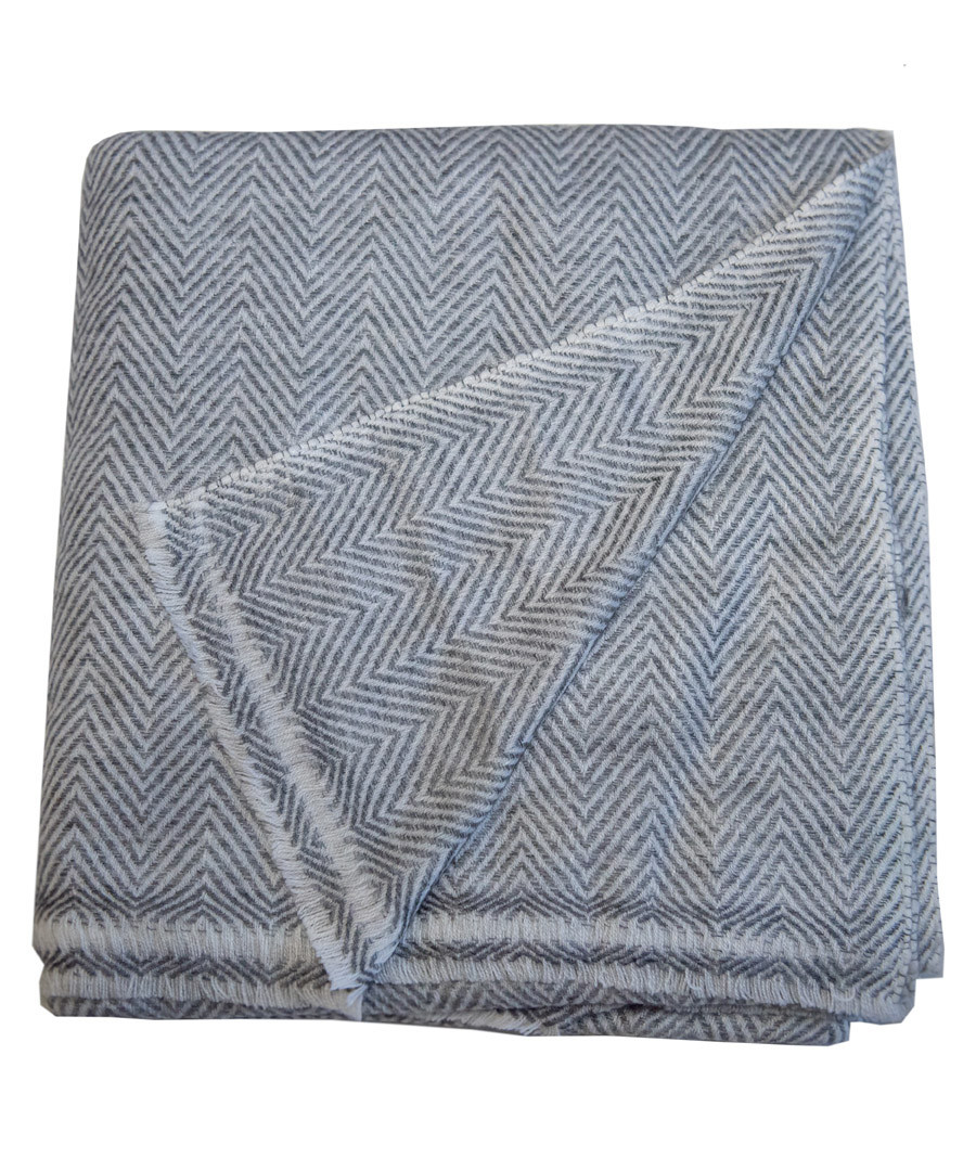Dark grey pure cashmere throw 135x255cm Sale - Panache Handicraft Ltd