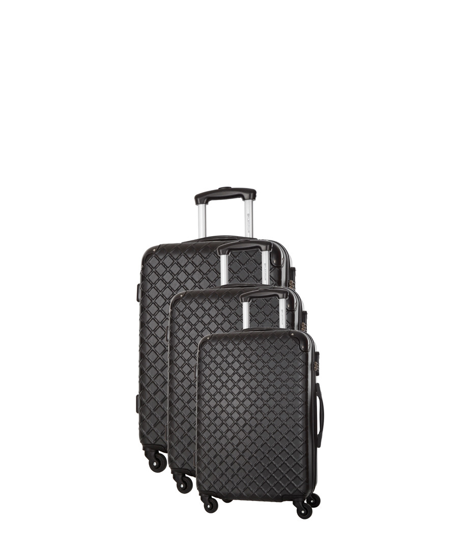 Sifnos 3pc black spinner suitcase nest Sale - platinium