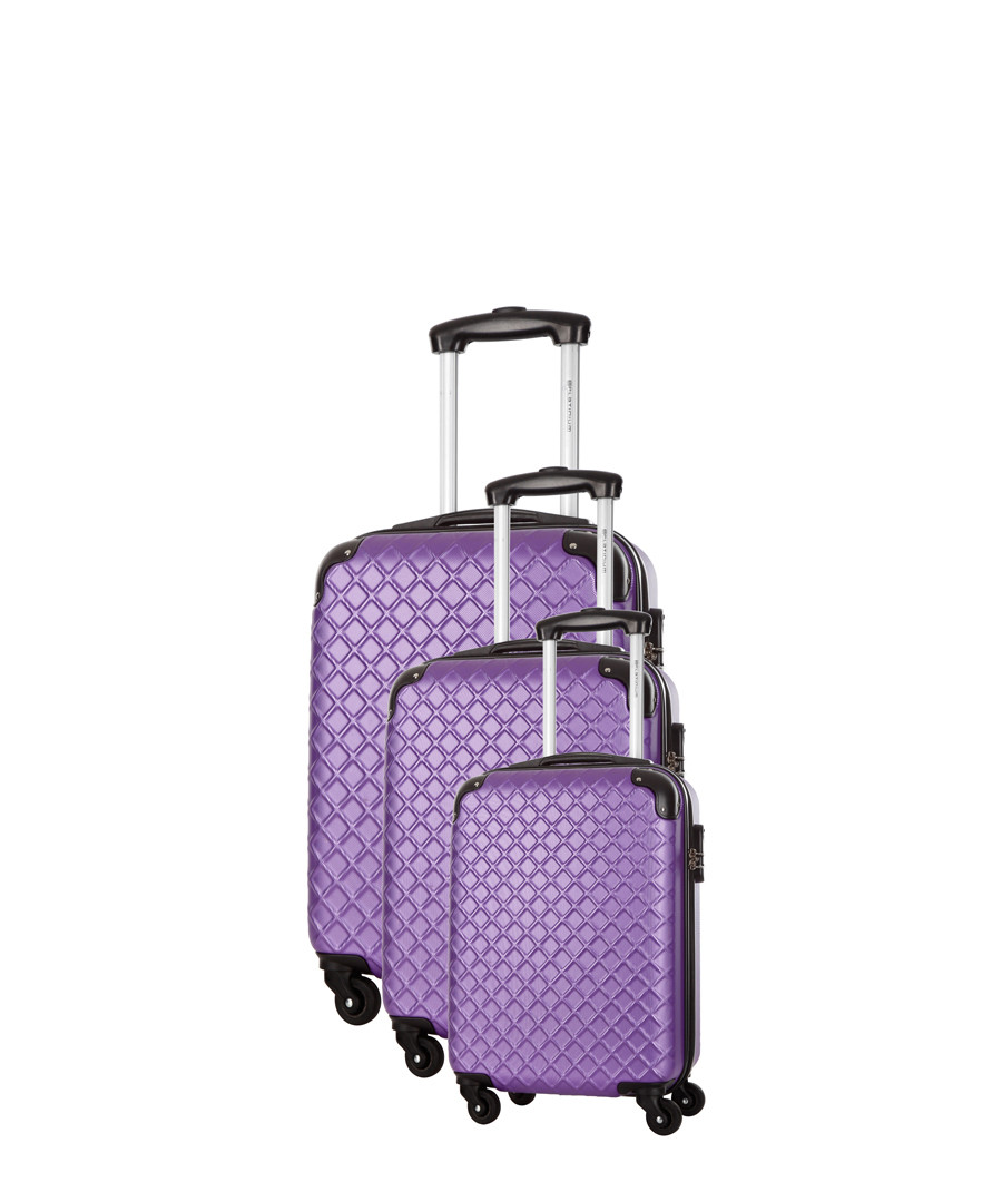 Sifnos 3pc purple spinner suitcase nest Sale - platinium