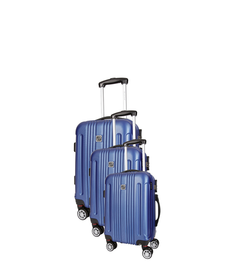 Stafford 3pc blue spinner suitcase nest Sale - platinium