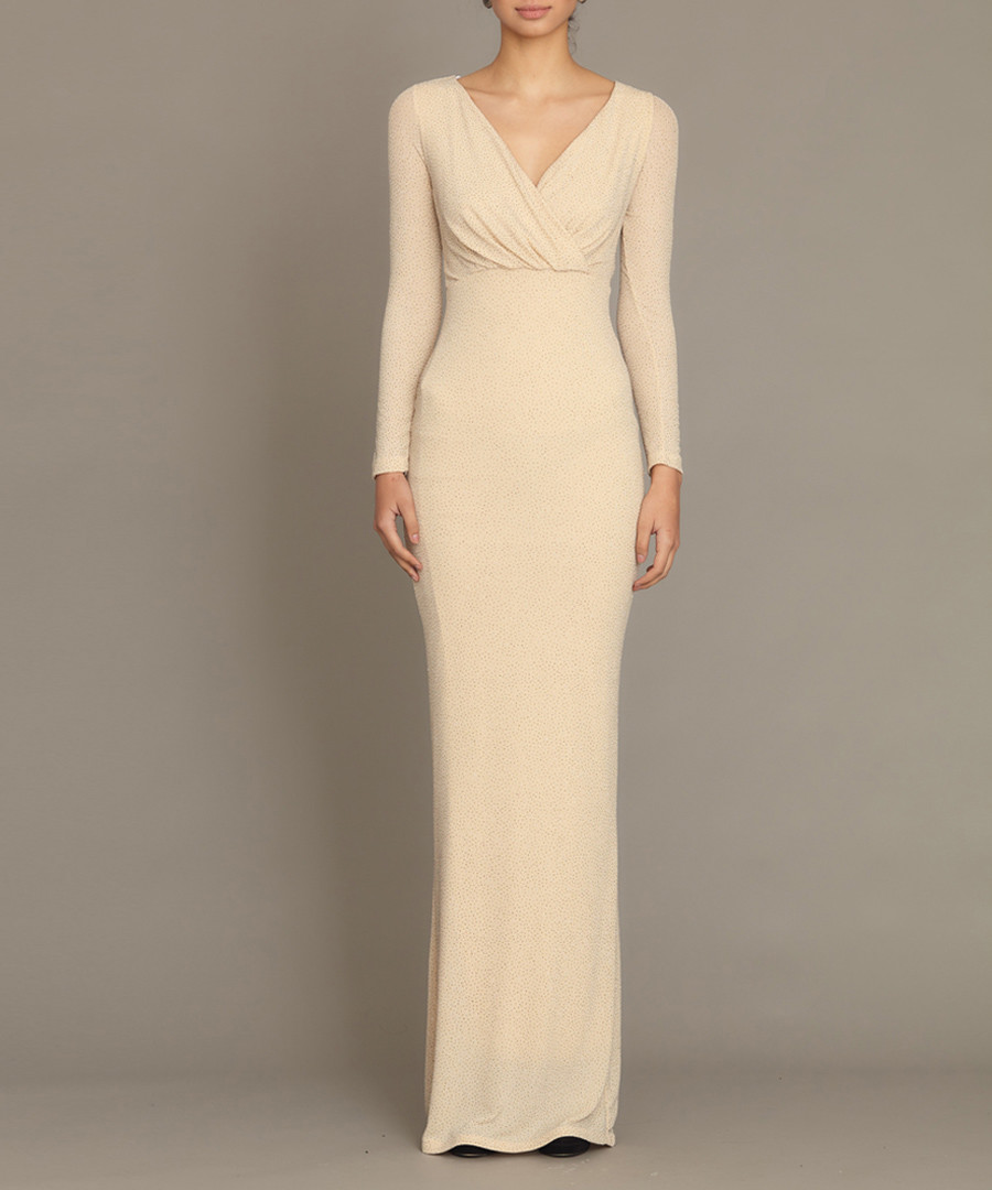 Cream v-cut maxi dress Sale - zibi london