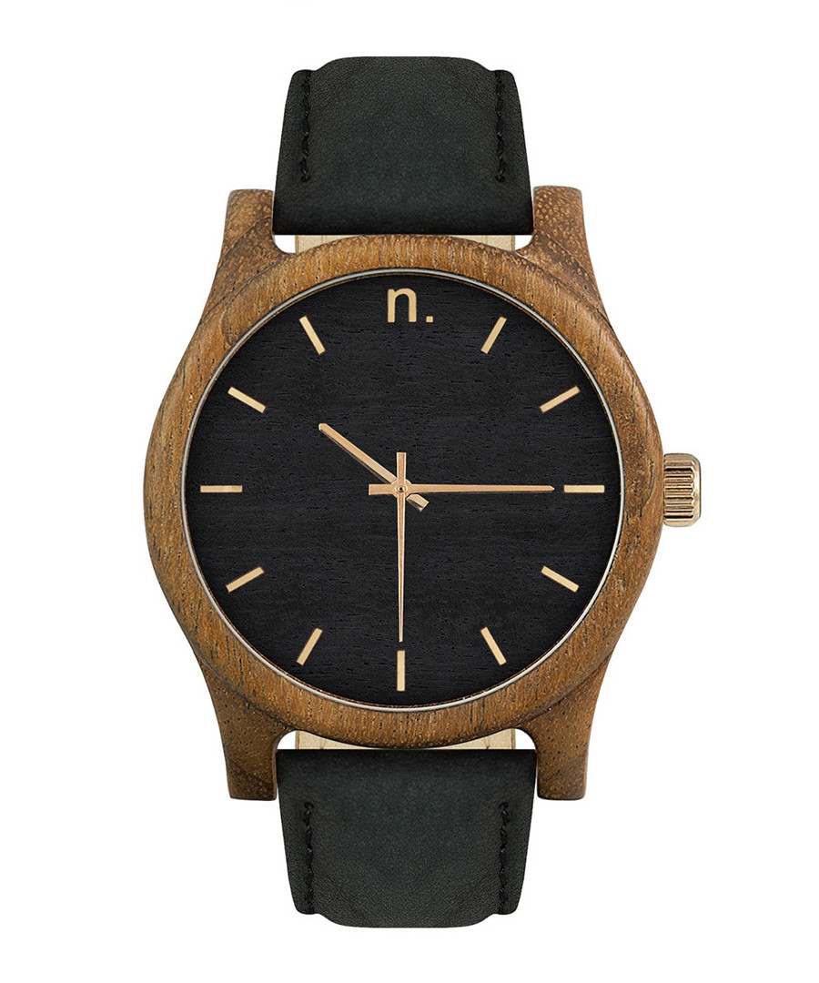 Black, brown & gold-tone leather watch Sale - NEAT