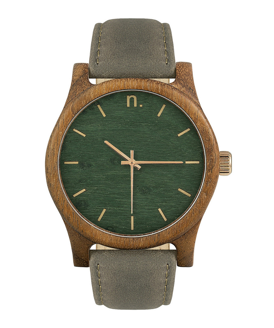 Green & grey leather watch Sale - NEAT