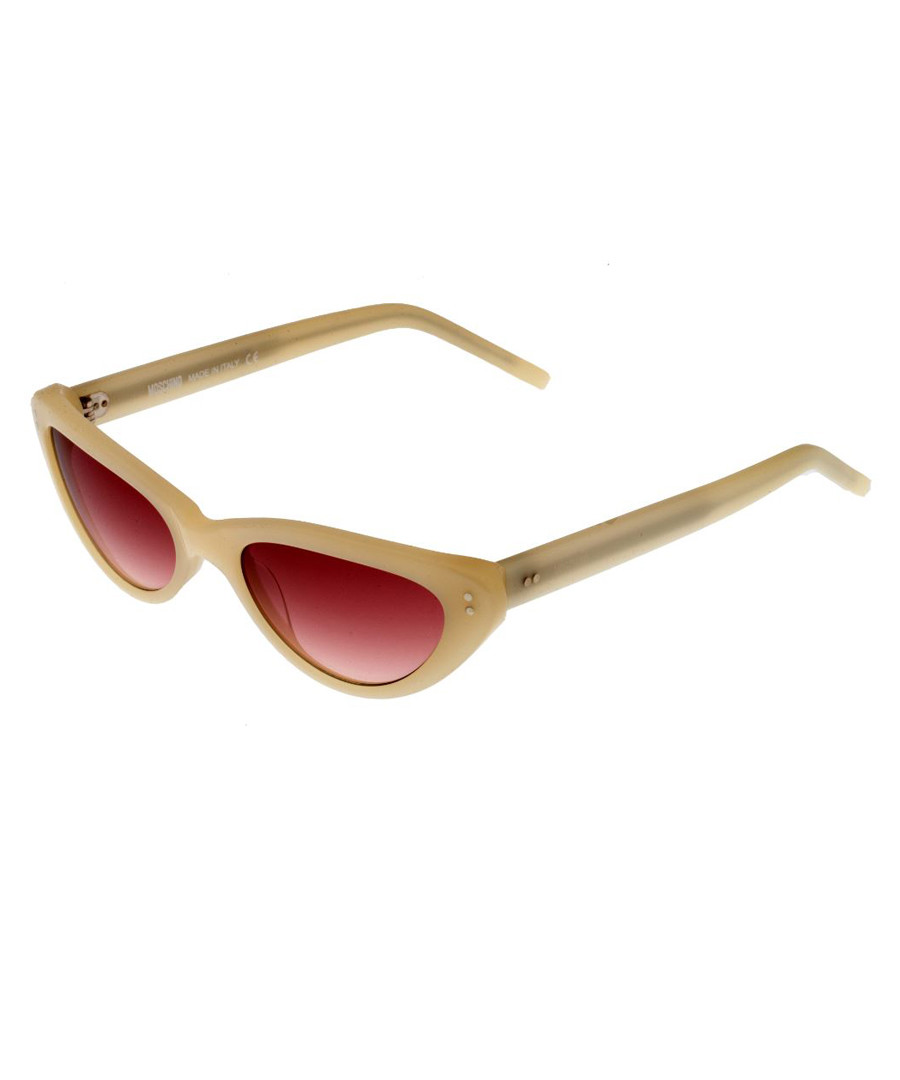Beige & rose angled slim sunglasses Sale - moschino