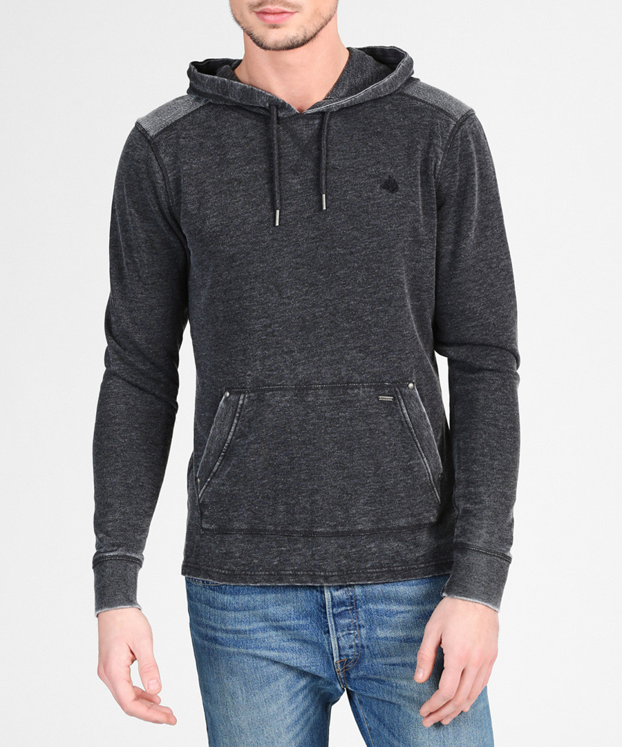 Black cotton blend hoodie Sale - DreiMaster