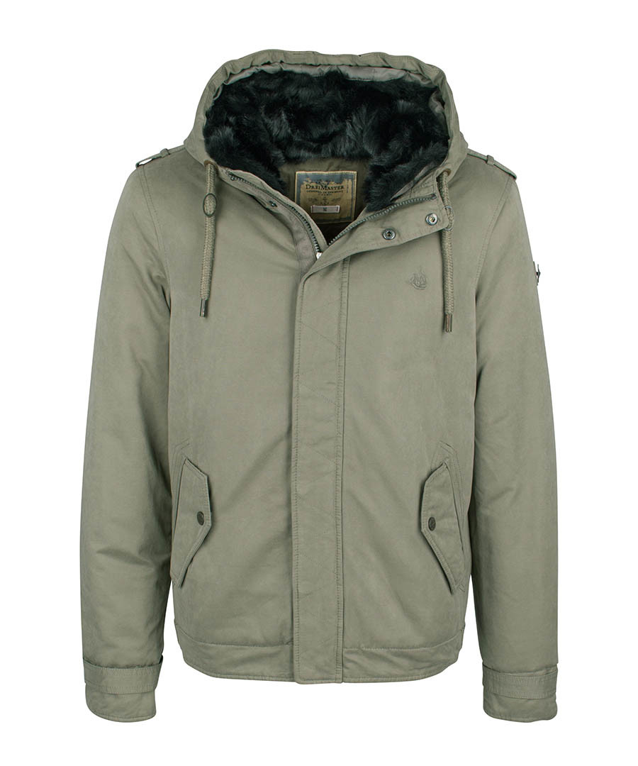 Olive cotton blend hooded jacket Sale - DreiMaster
