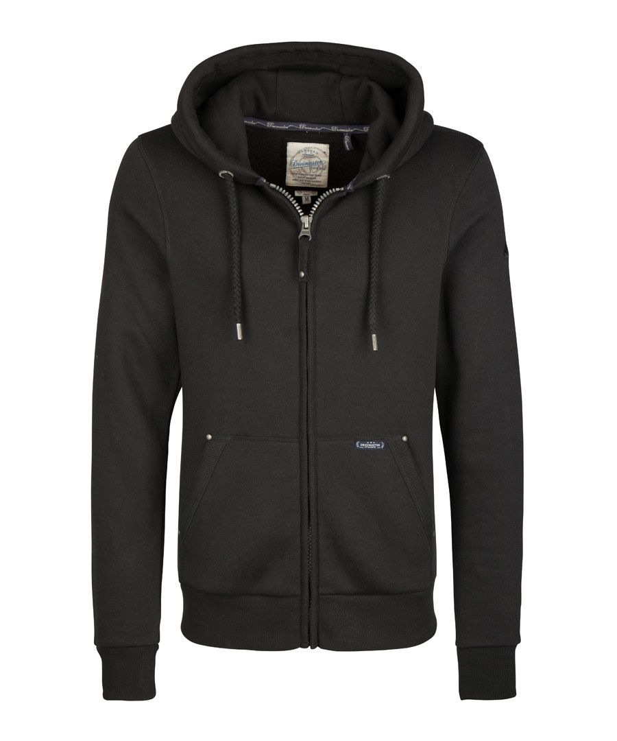 Black cotton blend zip-up hoodie Sale - DreiMaster