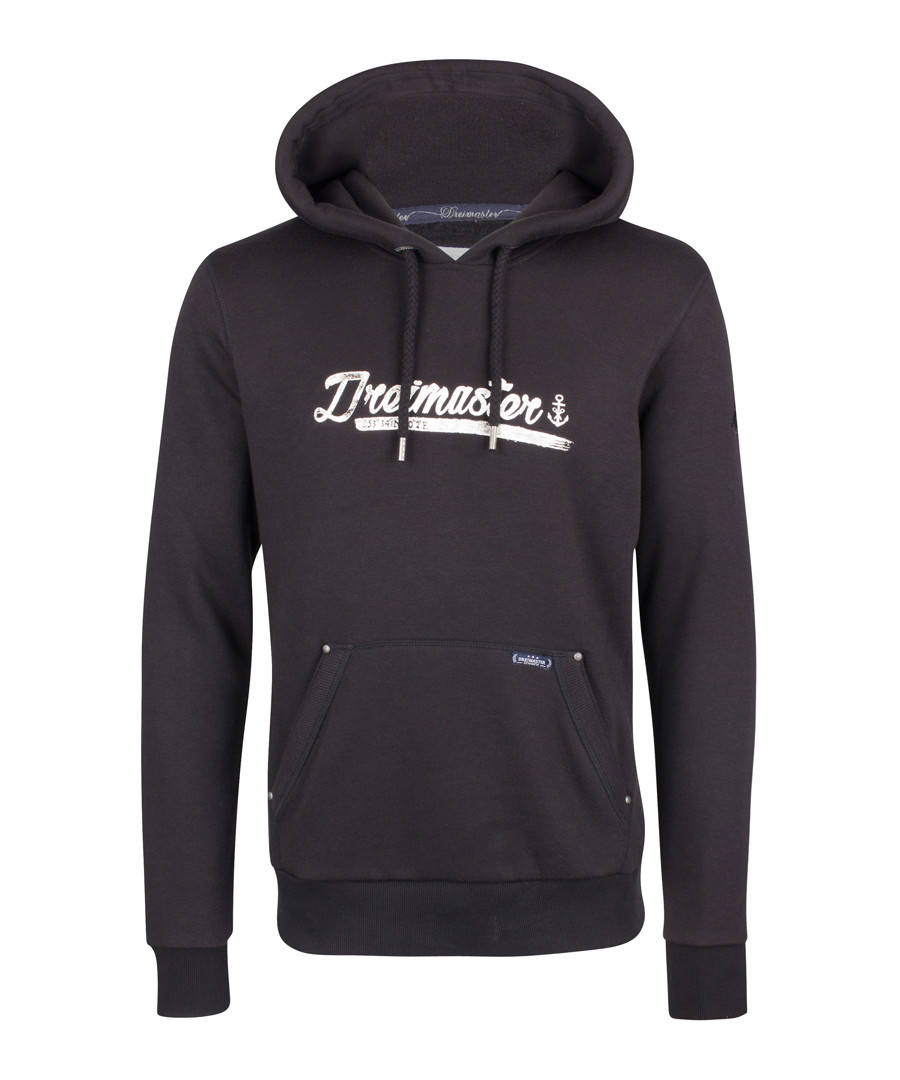 Black cotton blend logo hoodie Sale - DreiMaster