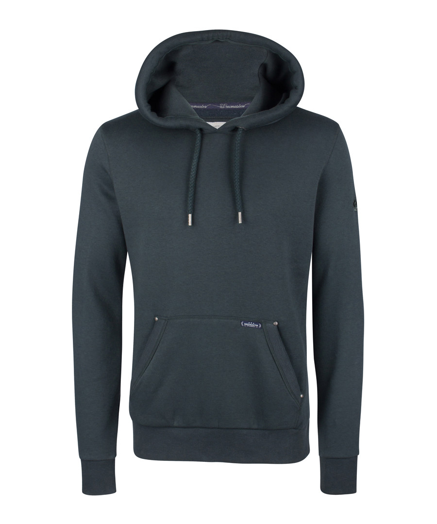 Bottle green cotton blend hoodie Sale - DreiMaster
