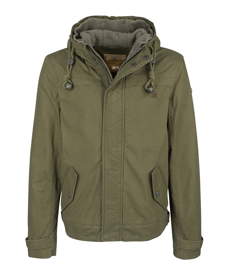 Olive pure cotton hooded jacket Sale - DreiMaster