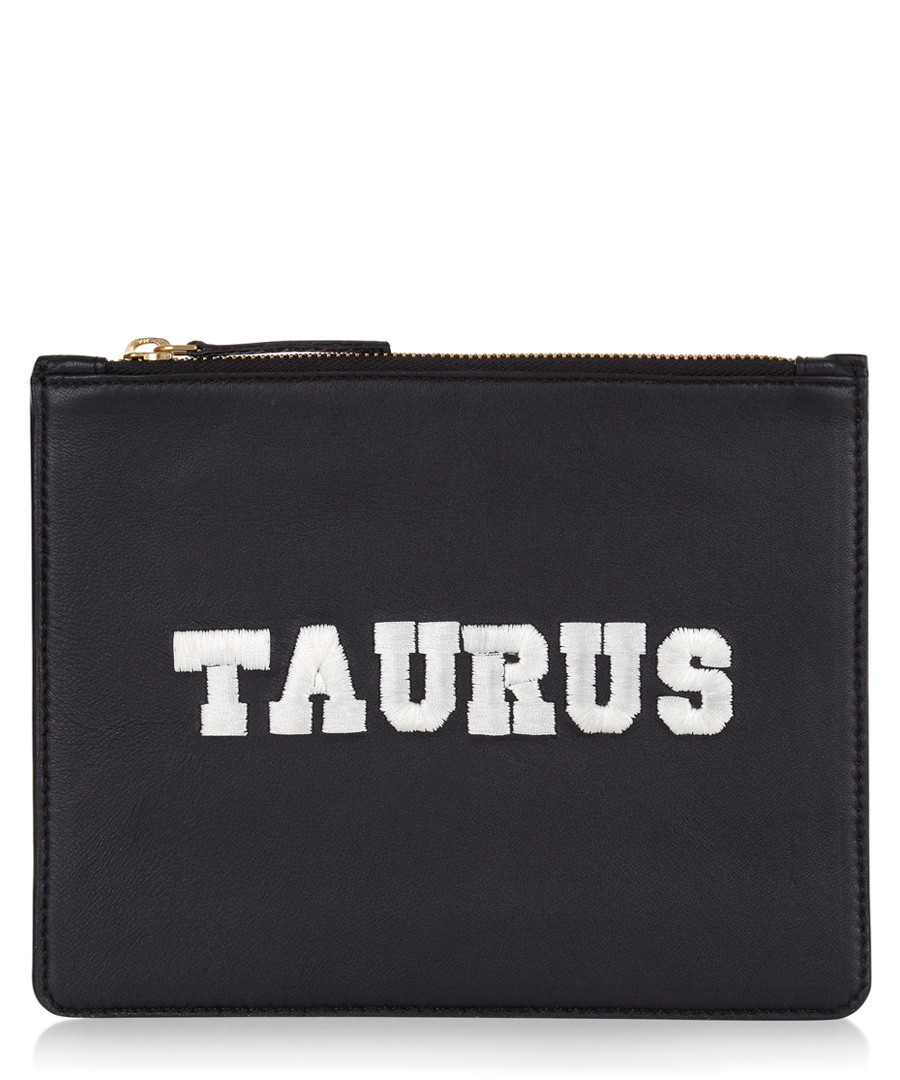 Taurus black & white leather clutch Sale - Uzma Bozai