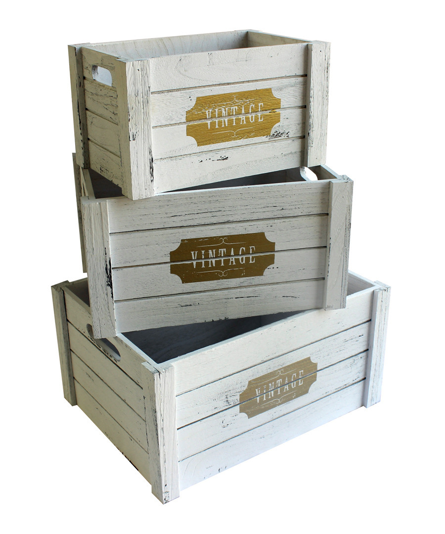 3pc white wood boxes Sale - Maiko
