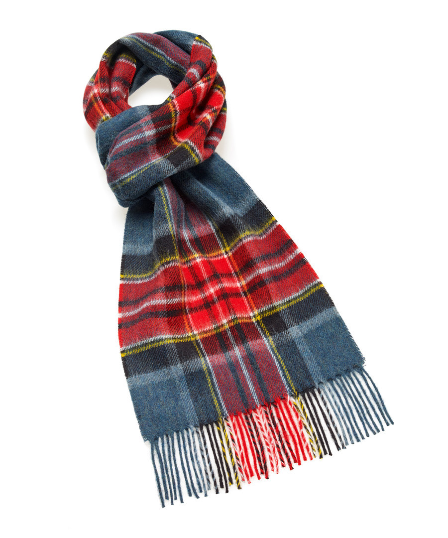 Dales teal & multi check lambswool scarf Sale - bronte