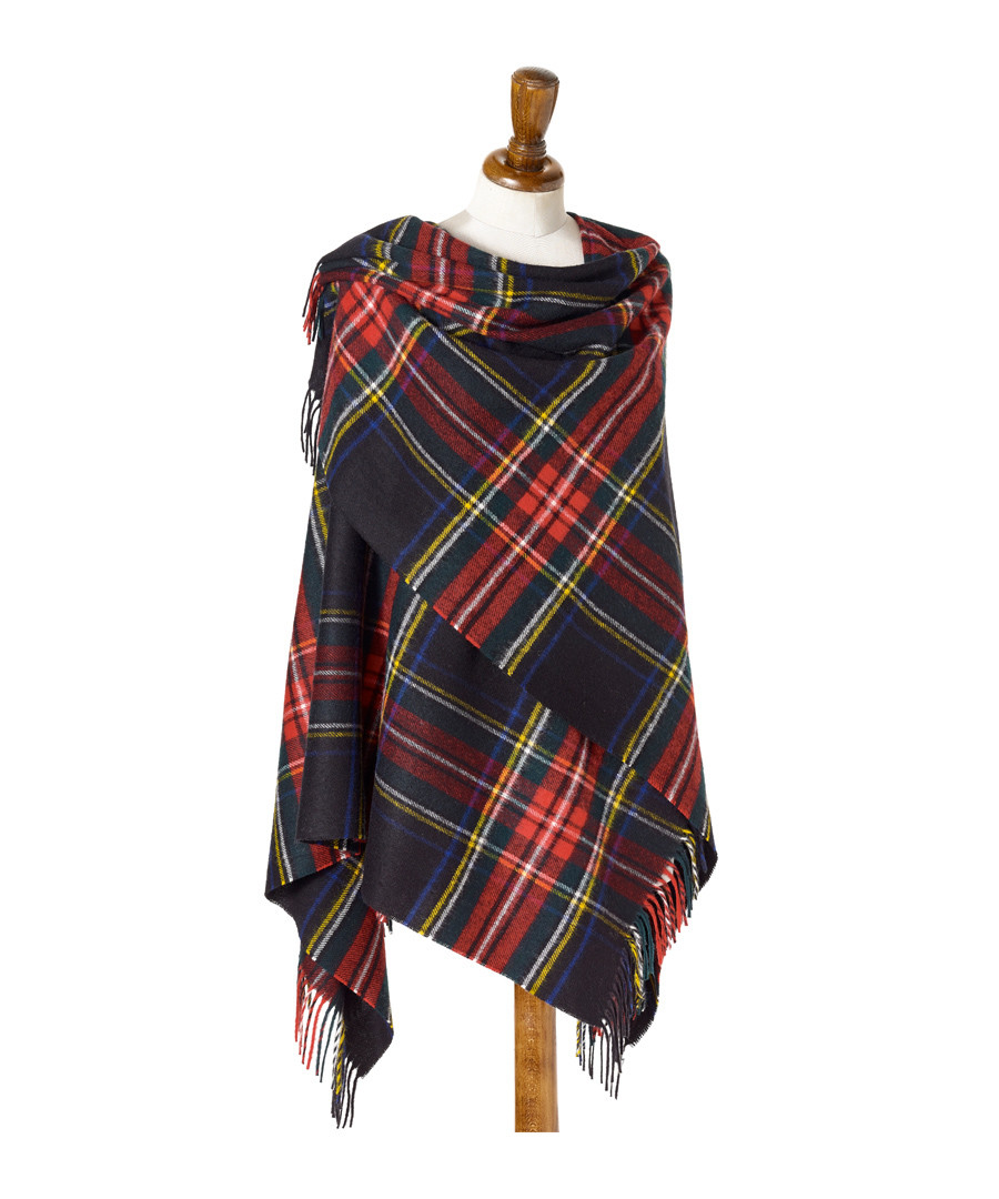 Black Tartan lambswool ruana Sale - bronte