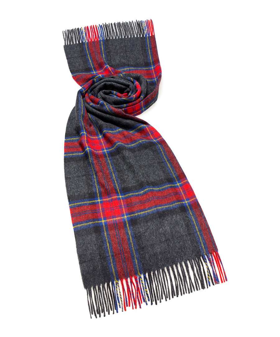 Middleham charcoal & red lambswool scarf Sale - bronte