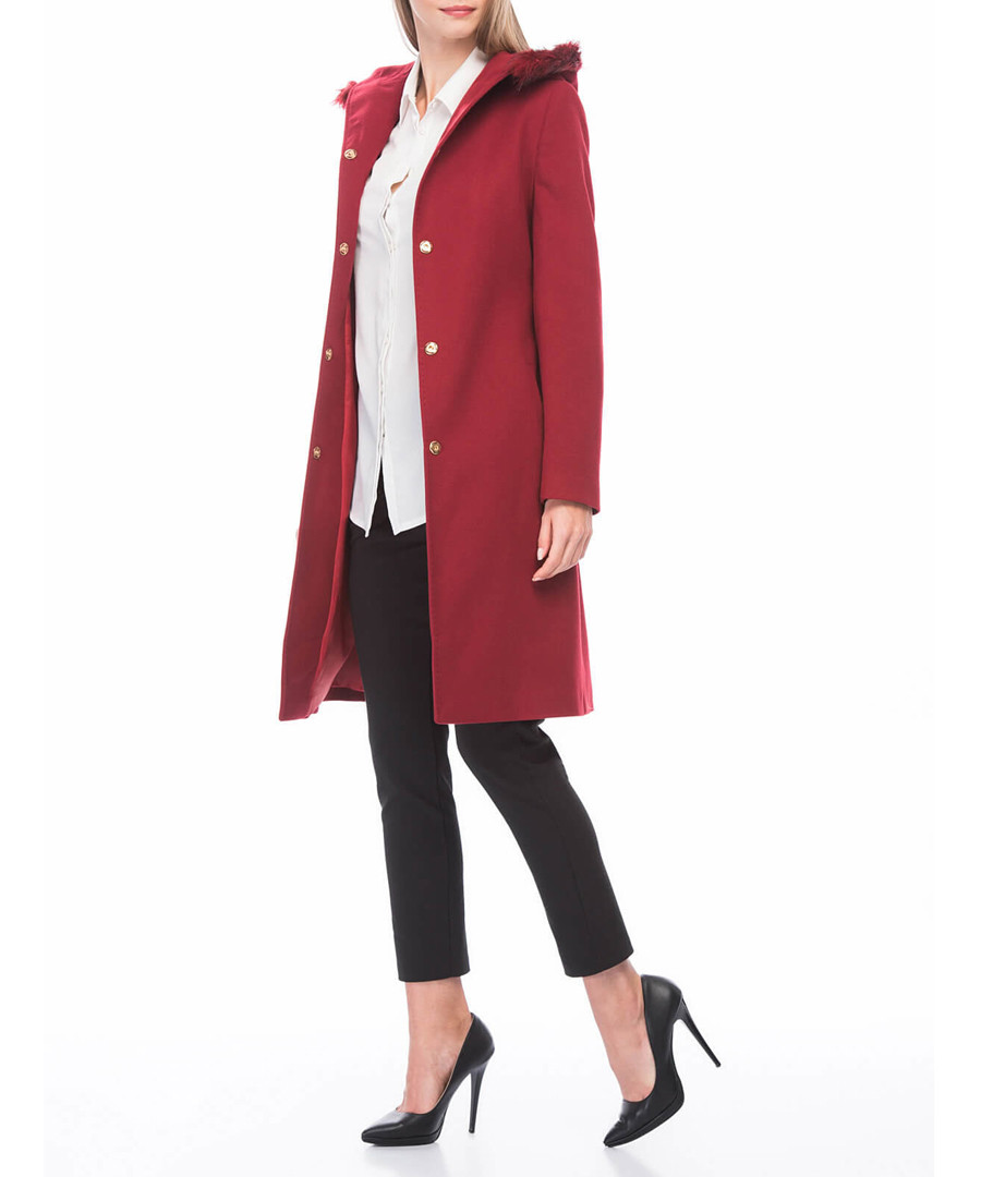 Red hood knee length coat Sale - Dewberry