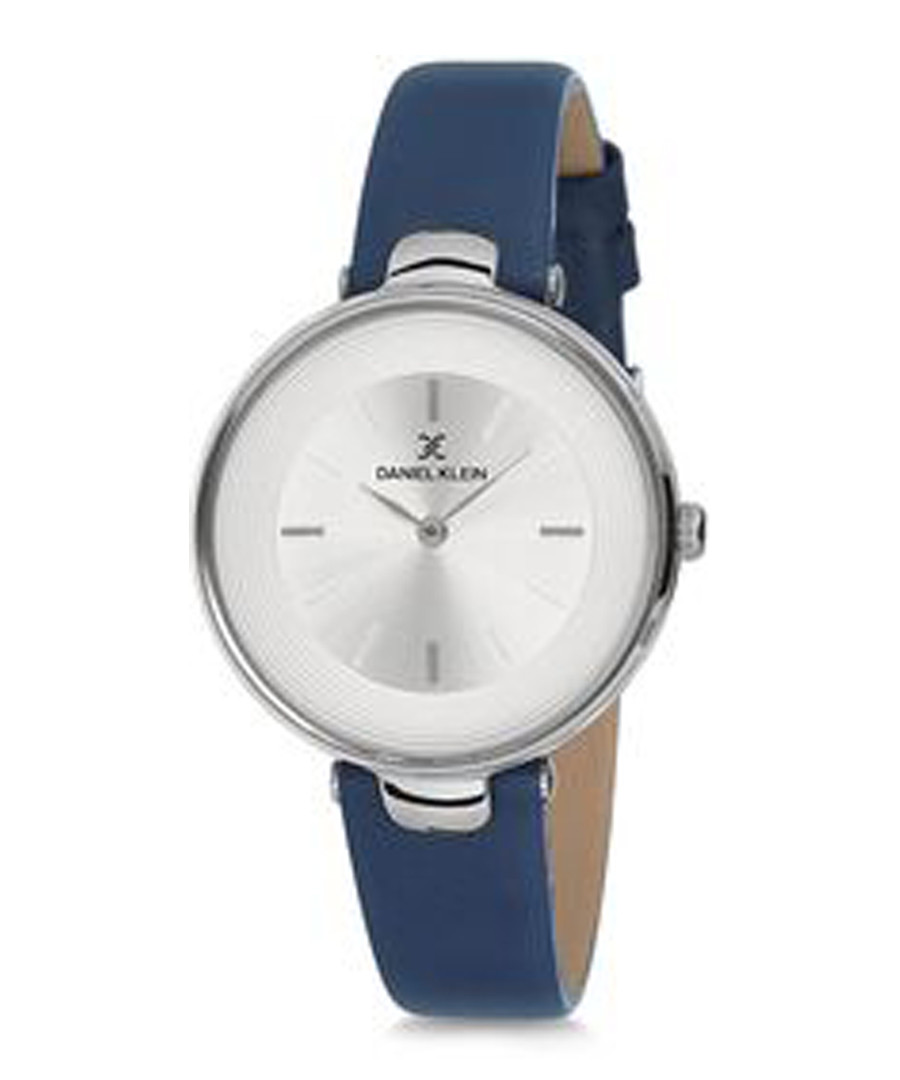 Silver-tone & blue leather watch Sale - daniel klein