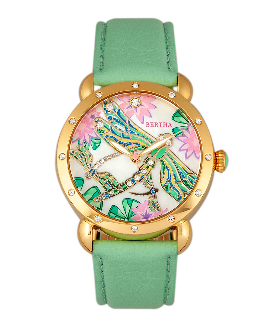 Jennifer green leather dragonfly watch Sale - bertha
