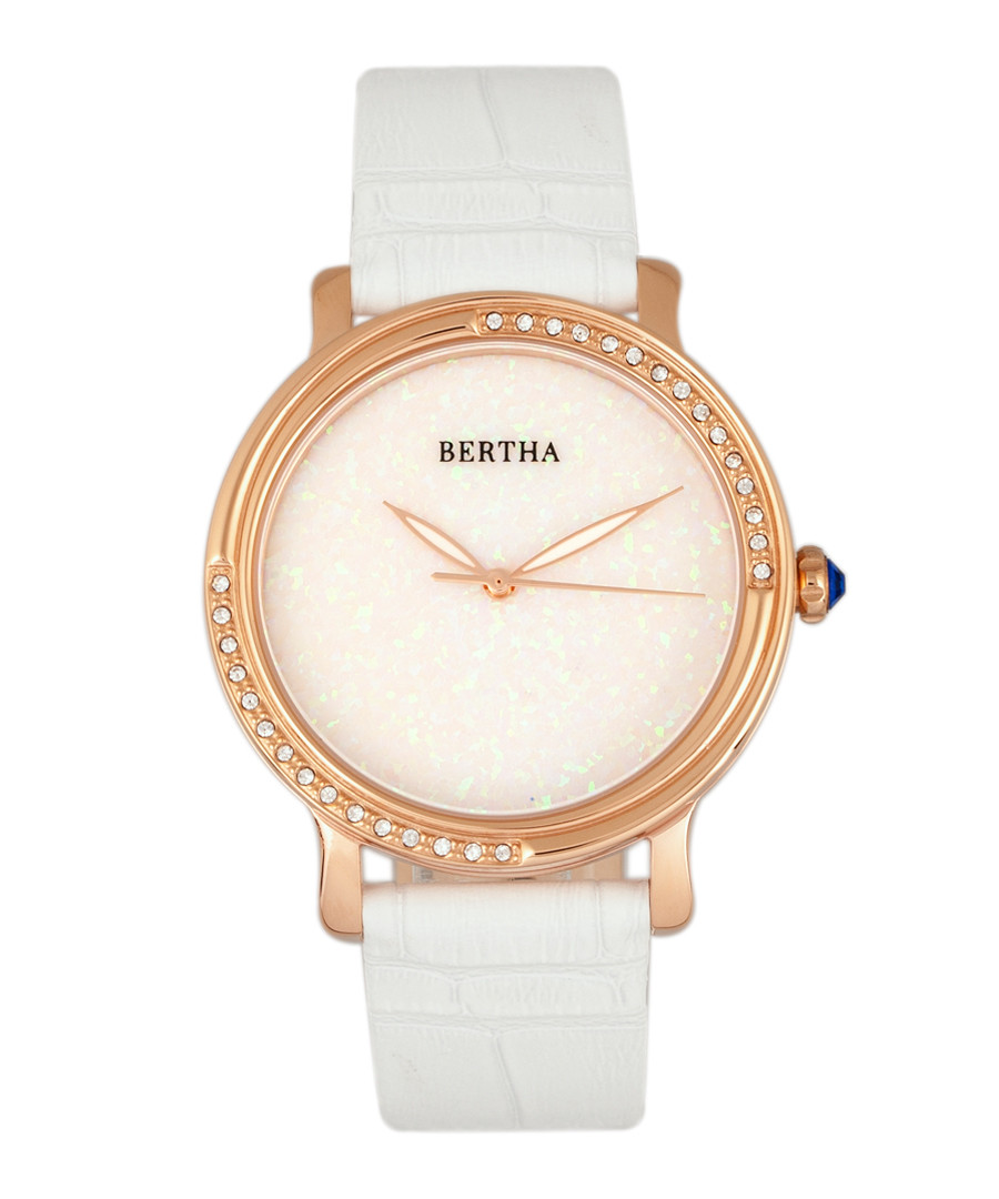 Courtney steel & white leather watch Sale - bertha