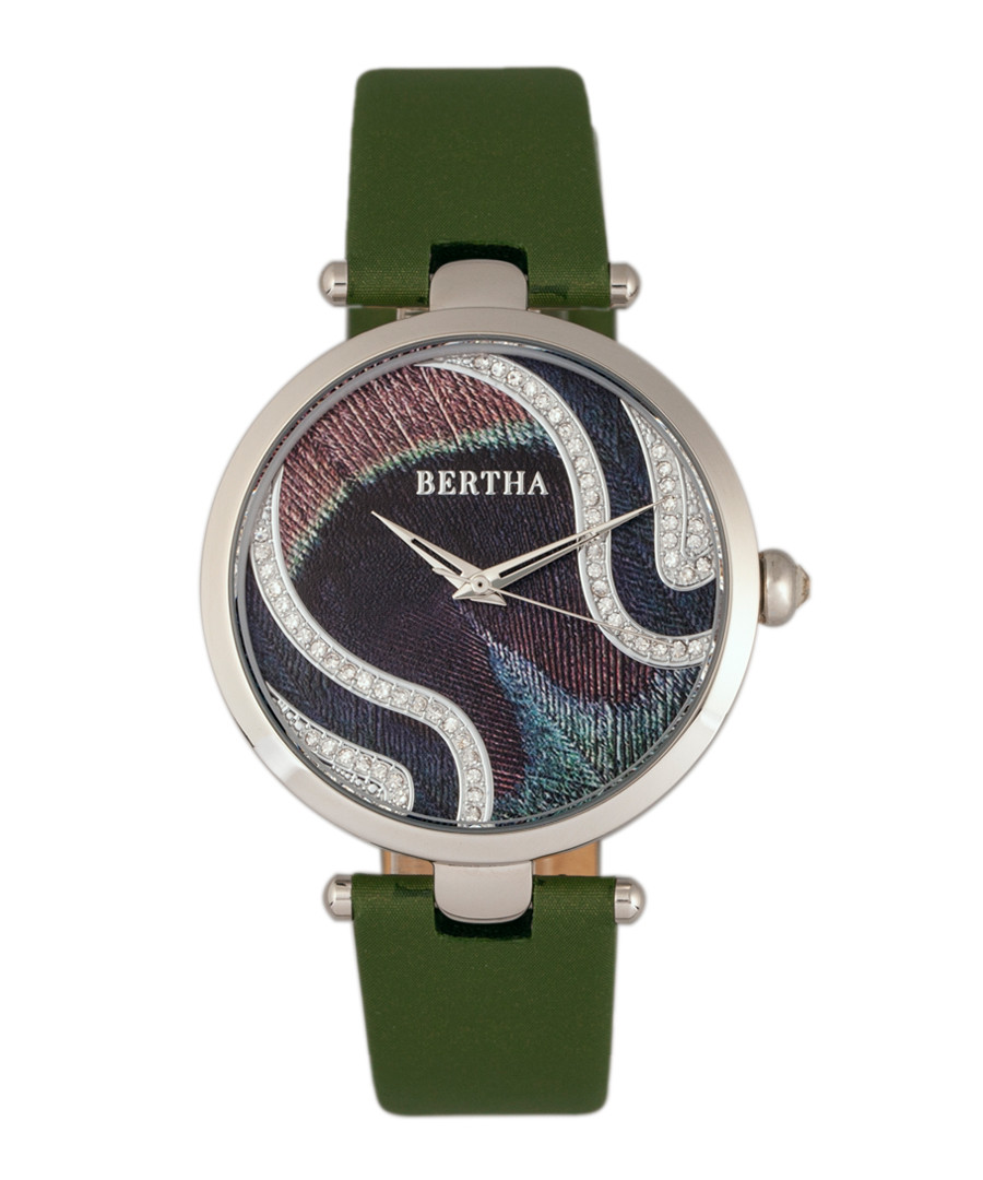 Trisha olive leather & steel watch Sale - bertha