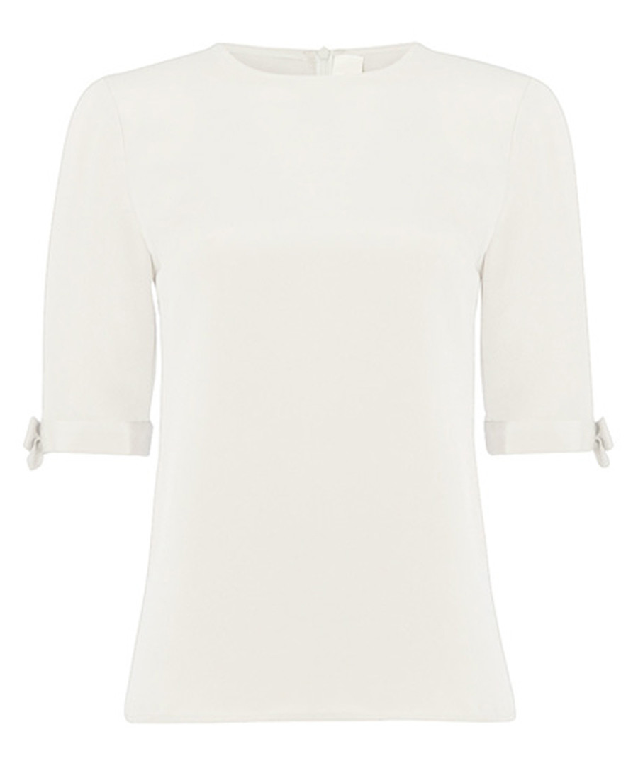 Flo cream pure silk short sleeve blouse Sale - Goat