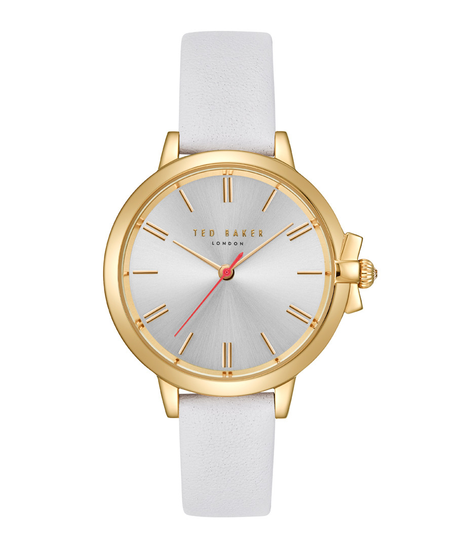 White & gold-tone leather watch Sale - ted baker