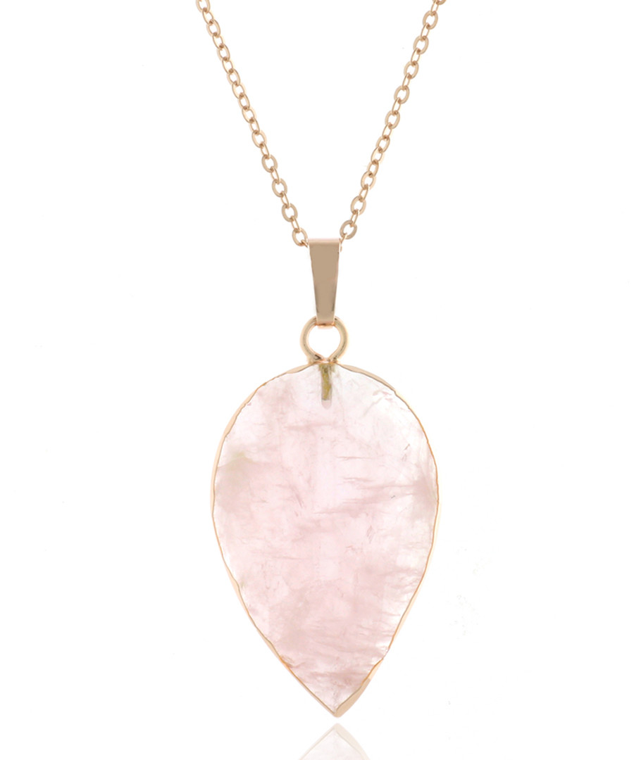 Pink rose quartz gold-plated necklace Sale - fleur envy gaia