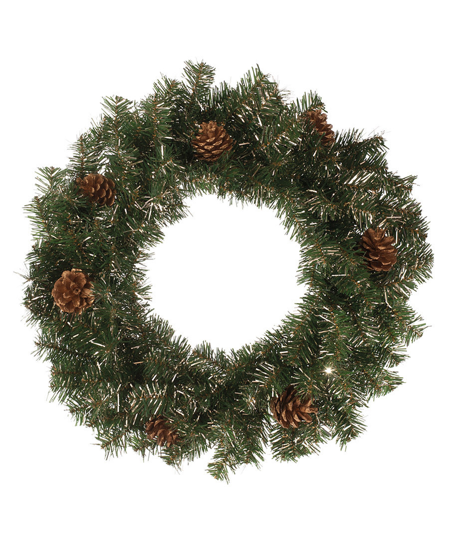 Green & champagne gold wreath 60cm Sale - Festive