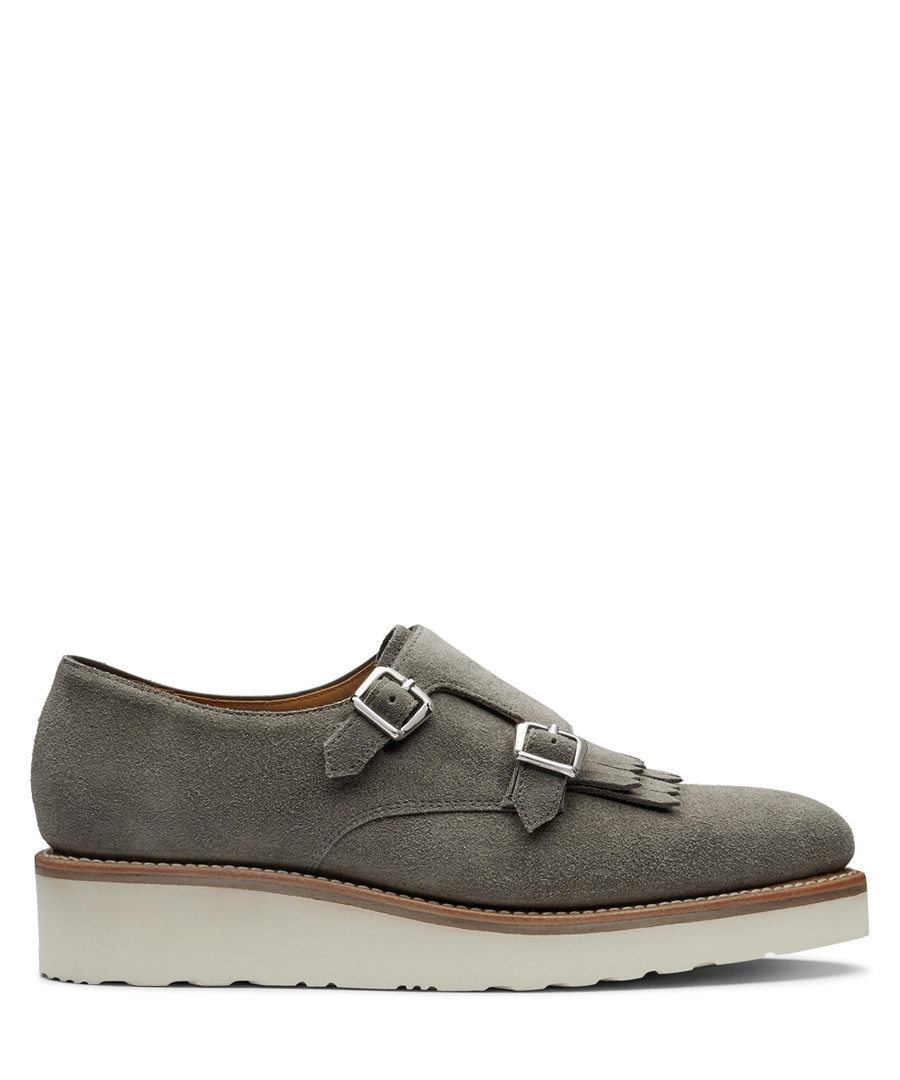 Women's grey leather double monkstraps Sale - Grenson