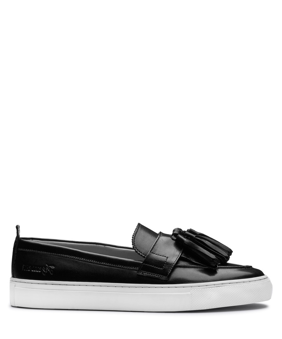 Women's black leather tassel loafers Sale - Grenson