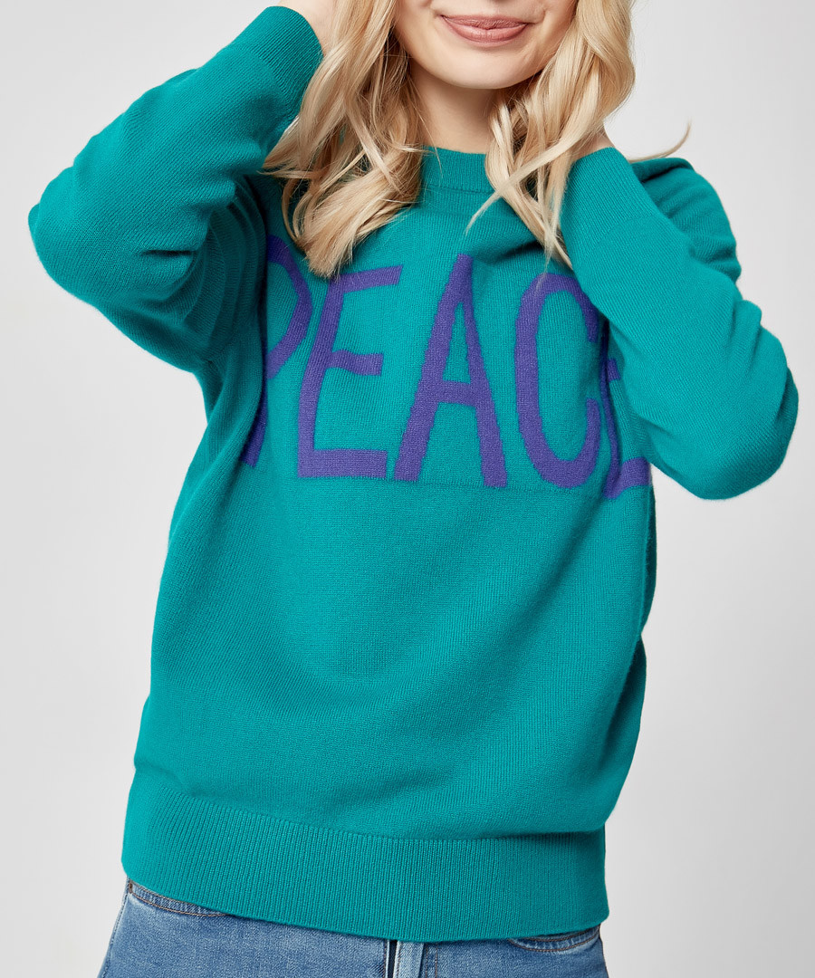 Teal pure cashmere peace jumper Sale - manode