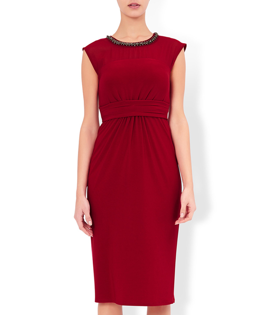 Serena red cap sleeve midi dress Sale - monsoon