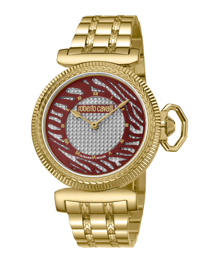 Gold-tone stainless steel link watch Sale - roberto cavalli by franck muller