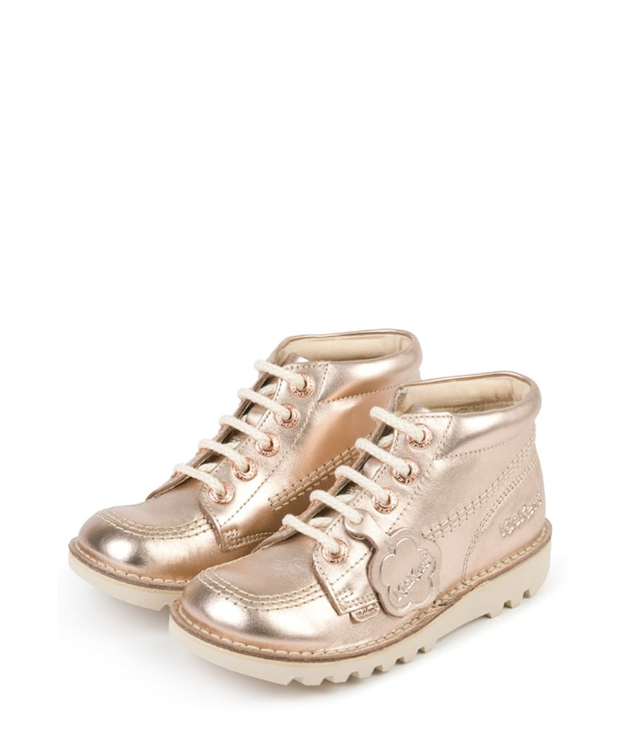 Kids' rose gold leather lace-up boots Sale - kickers